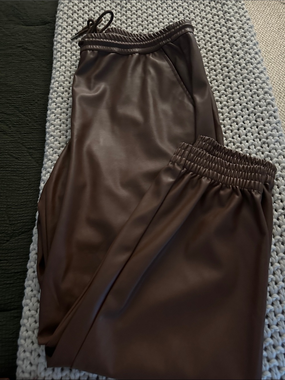 a new day Faux Leather Jogger Pants - Brown